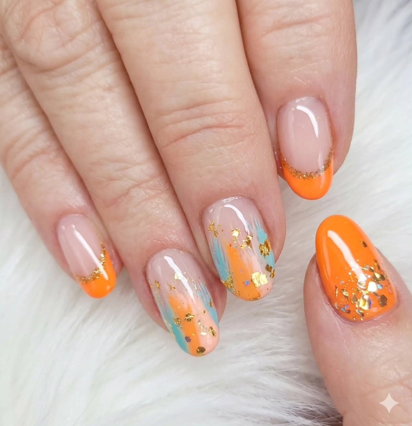 Semi permanent sur ongles naturels + Nail art - French